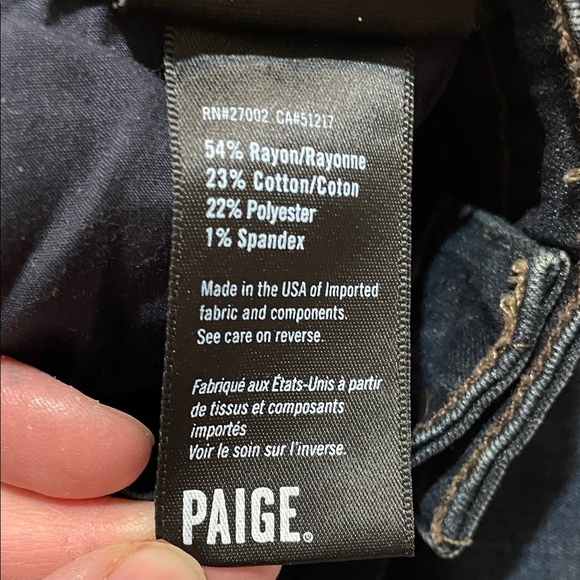 PAIGE Women's Dark Blue Straight Jeans - Picture 12 of 14